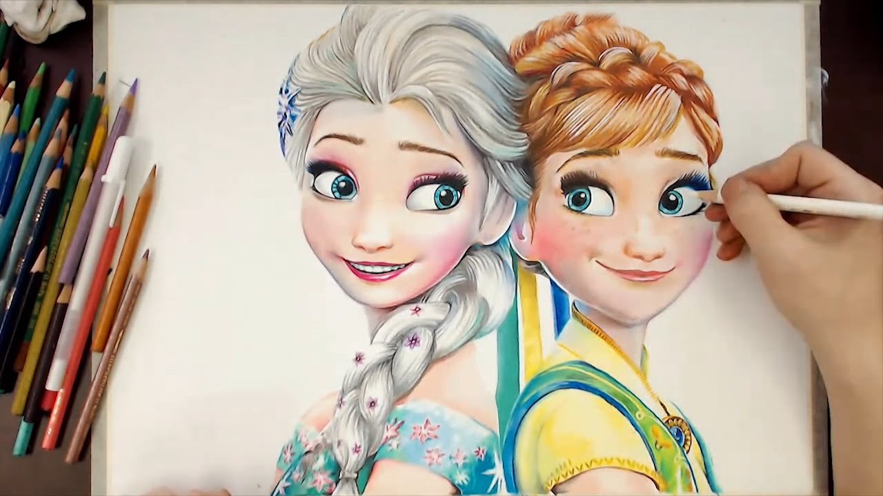 1280x720 Drawing Elsa Amp Anna