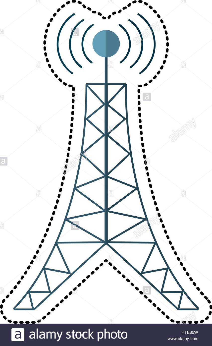 852x1390 Cartoon Antenna Tower Broadcast Connection Stock Vector Art