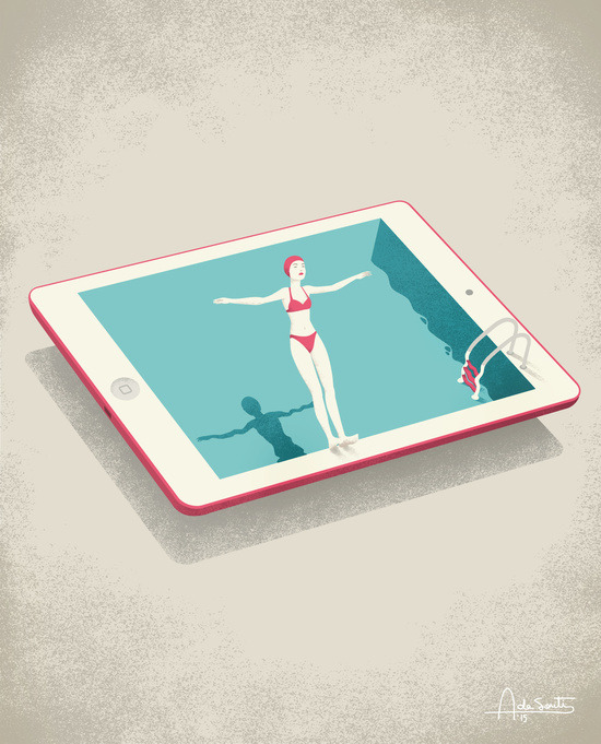 550x681 Drawing Illustration Art Computer Girl Summer Design Book Laptop