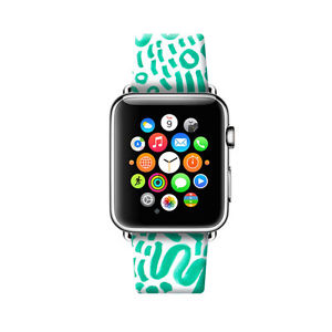 300x300 Aqua Color Pen Drawing On Leather Strap Band For Apple Watch