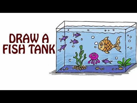480x360 Learn How To Draw A Fish Tank Fish Tank Drawing For Kids Basic