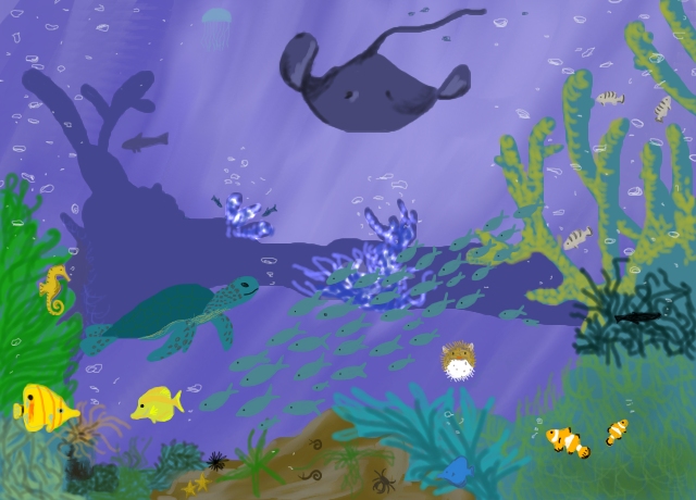 640x460 Varicolored Aquatic World By Lorinakawaiineko (Under The Sea Drawing)