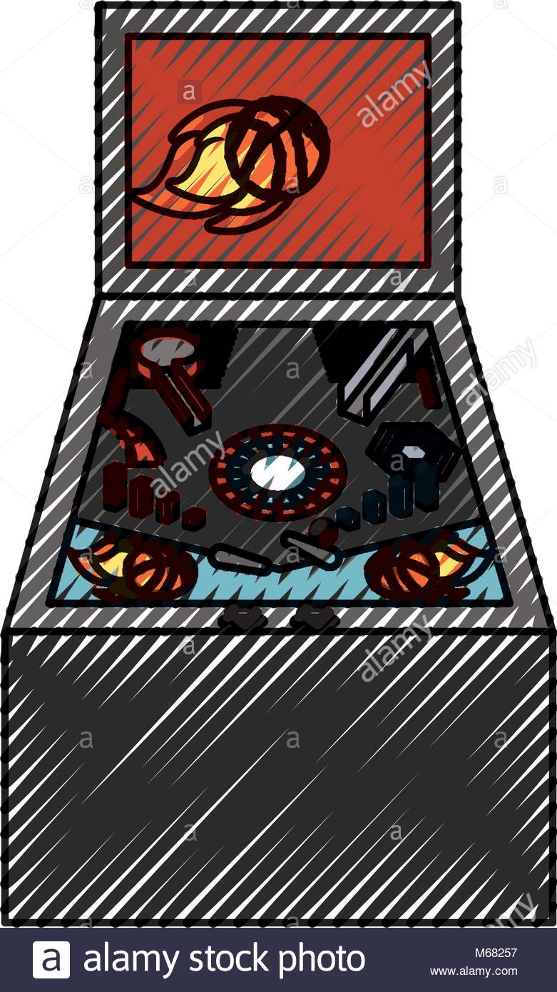 781x1390 Retro Arcade Screen Pinball Game Machine Vector Illustration
