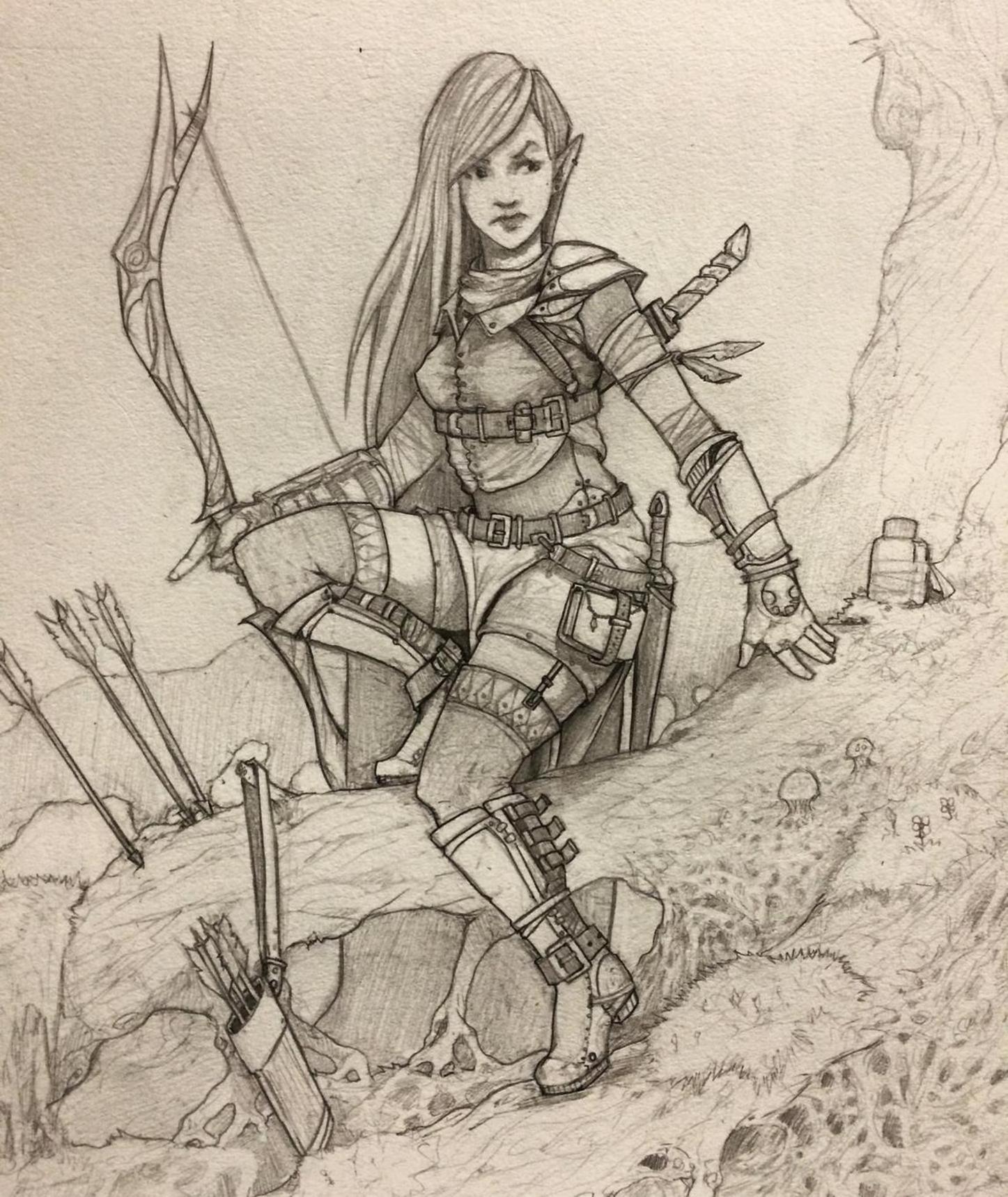 1447x1718 My Drawing Of An Elven Archer.