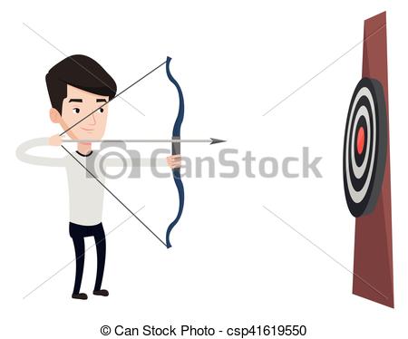 450x374 Caucasian Bowman Shooting With Bows During Archery Clipart