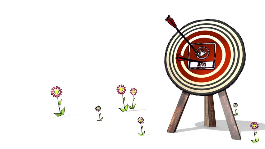 852x480 Hit The Score Of A Archery Avi File Sign Target. A Stick Man