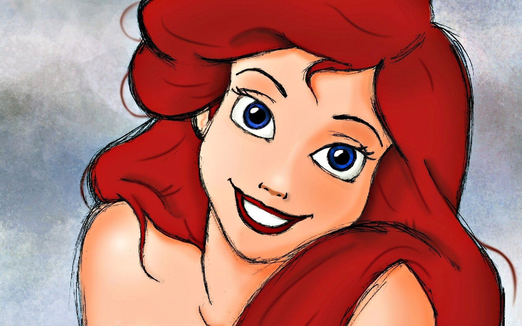 1680x1050 Ariel The Little Mermaid Drawing Little Mermaid Ariel Smile Disney