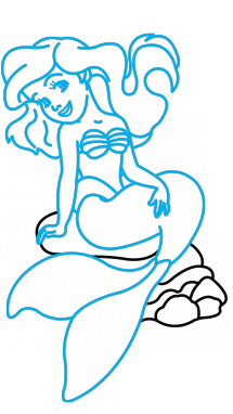 215x382 How To Draw Litlle Mermaid Ariel, Disneys Cartoons, Easy Step By