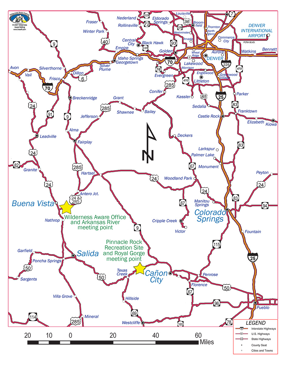 940x1200 Arkansas River Map Colorado Highway Road City Map