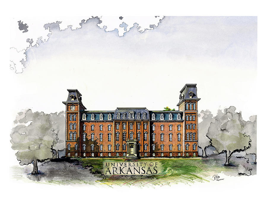 900x707 Old Main Of University Of Arkansas Diploma Size Drawing By Yang