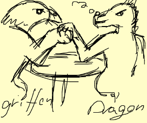 300x250 A Griffon And Dragon Arm Wrestling
