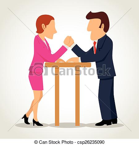 450x470 Man And Woman Arm Wrestling. Simple Cartoon Of A Eps Vectors