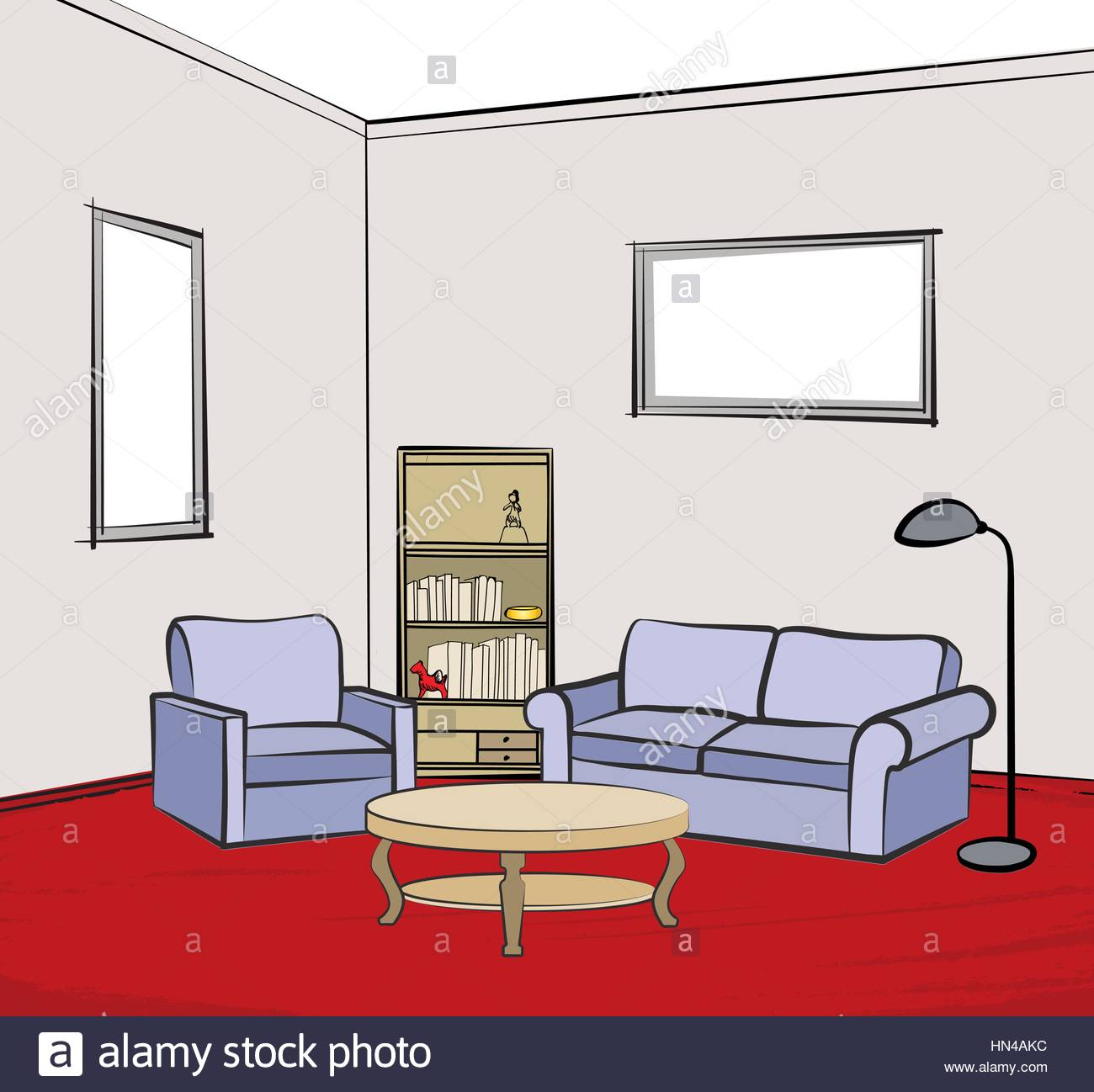 1300x1298 Home Interior Furniture With Sofa, Armchair,table, Floor Lamp