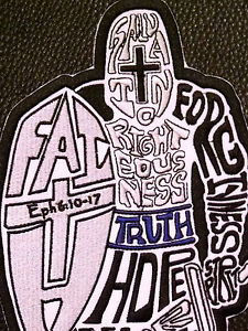 225x300 Full Armor Of God Made Of Words Knight Sword Christian Back Patch