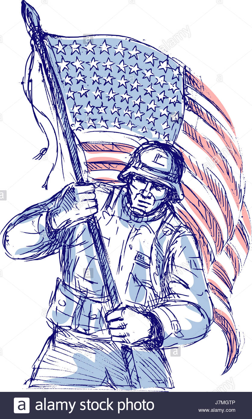 837x1390 American Army Soldier Illustration Flag Drawing Photo Picture
