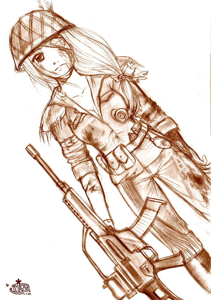 700x992 Female Soldier By Tiya