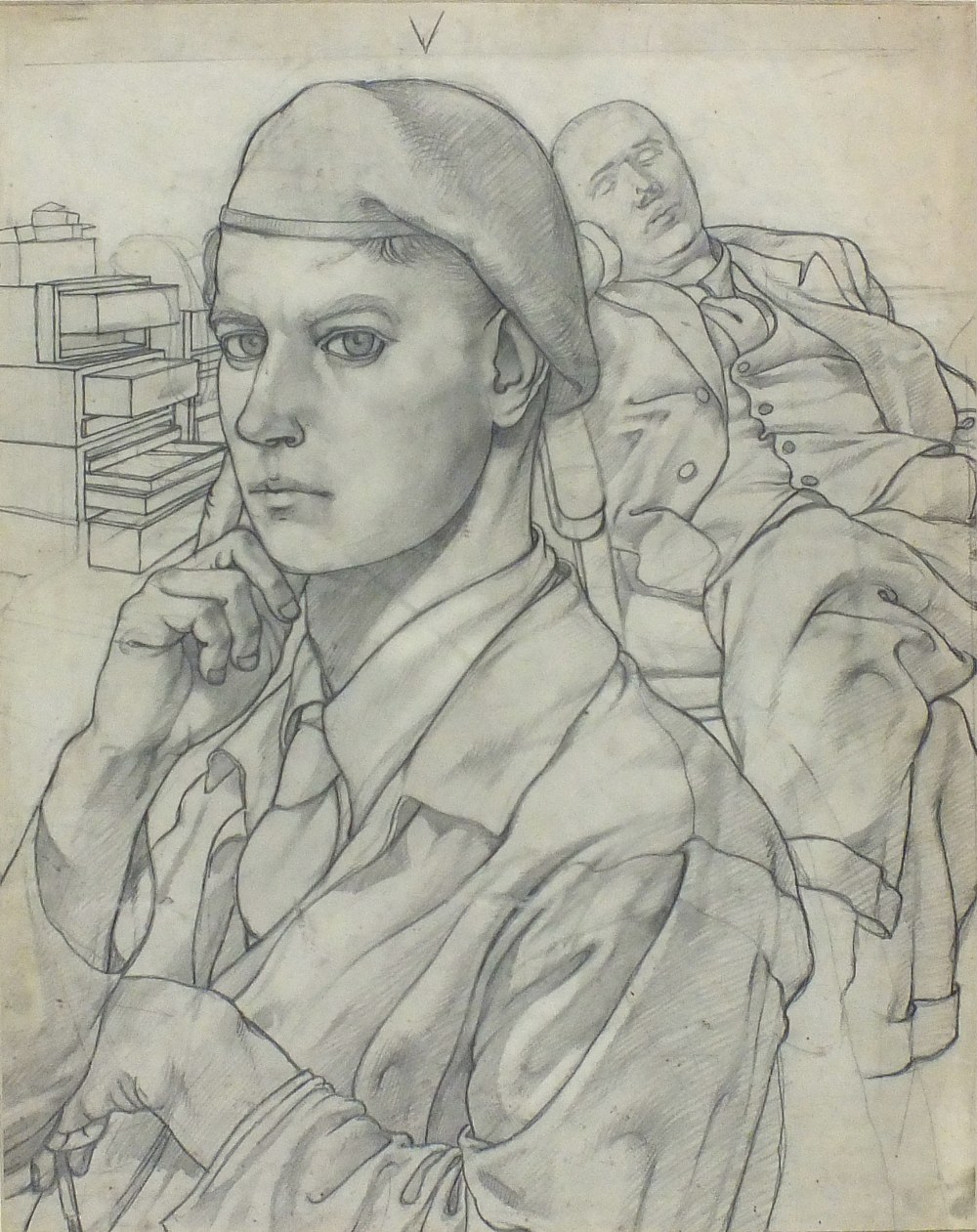 1000x1261 Mark Gertler (1891 1939) Pencil Drawing Young Man In Army Uniform