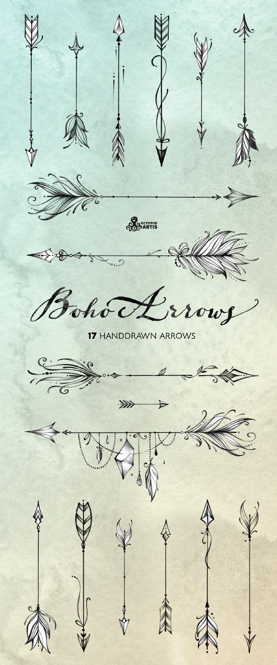 550x1321 Boho Arrows. 17 Hand Drawn Clipart. Tribal, Native Diy Elements