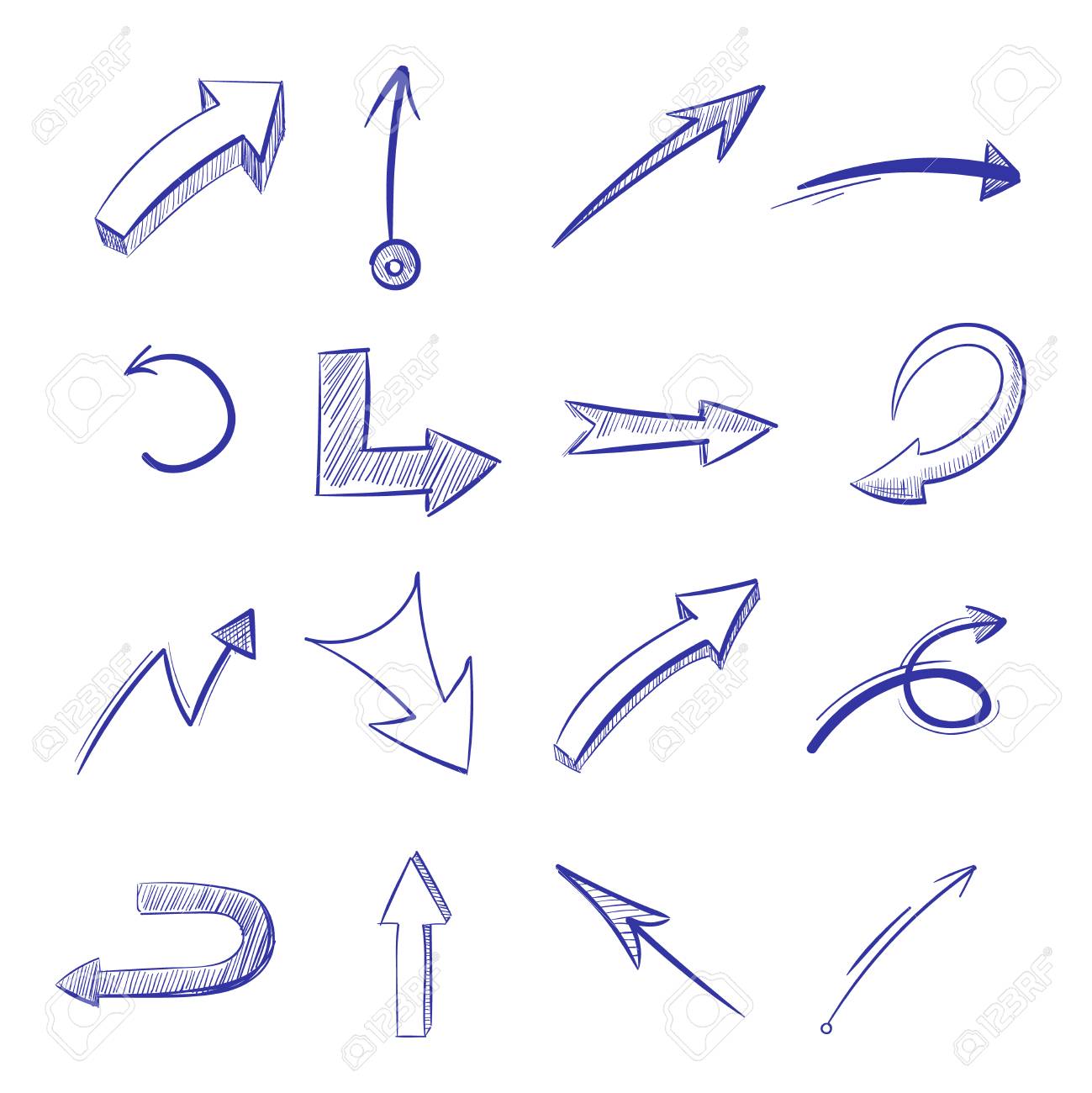 1299x1300 Vector Hand Drawn Curved Arrows. Drawing Curve Arrow, Illustration