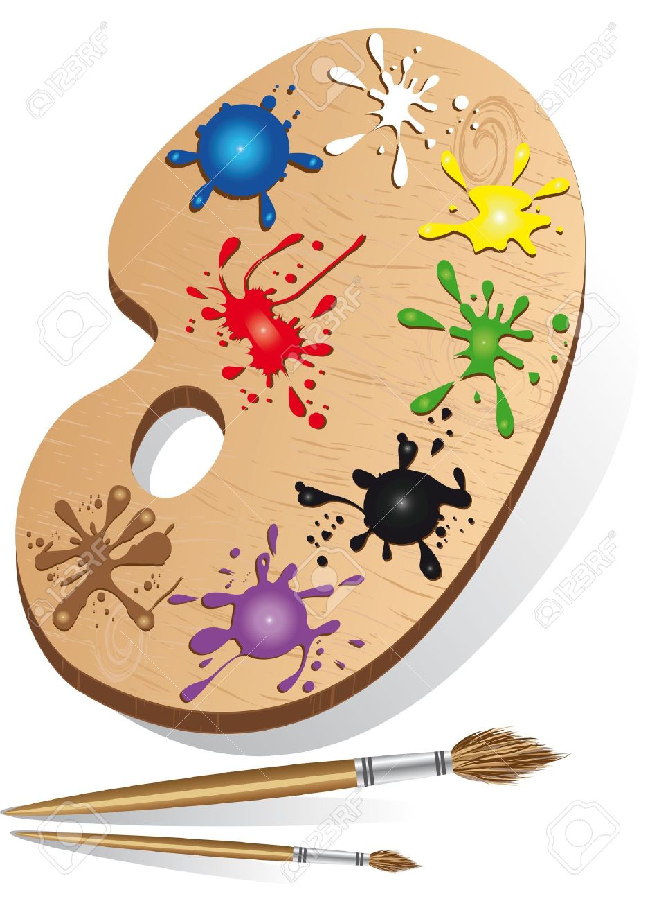 952x1300 Art Palette Icon And Instrument With Paint And Ink Set Brush