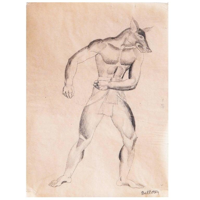 768x768 Egyptian God Of The Afterlife, Striking Art Deco Drawing By