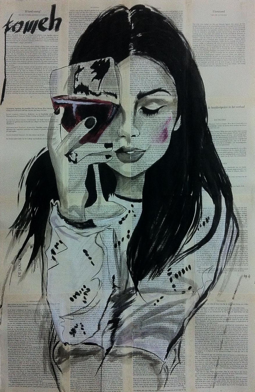 877x1346 A Cold Night 57x87 Cm H.tomeh Art Drawing On Vintage Book Pages