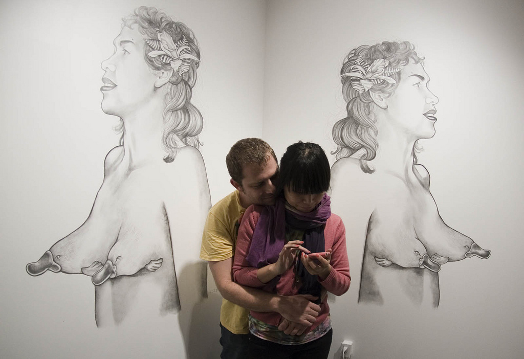 1024x702 Us In Front Of Our Drawing For The Unknown Portraits