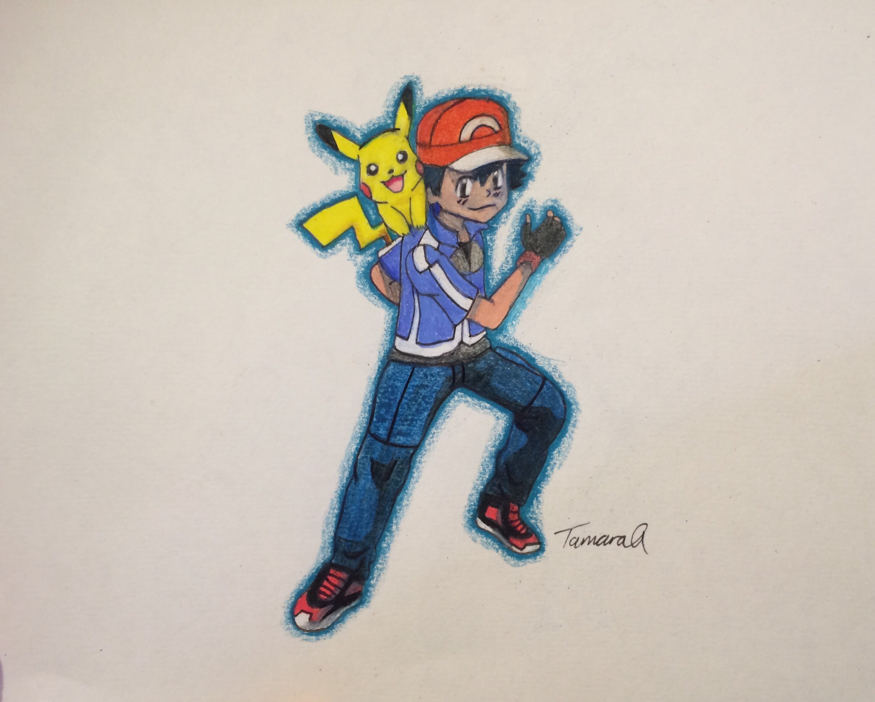 2957x2373 Drawing Ash And Pikachu