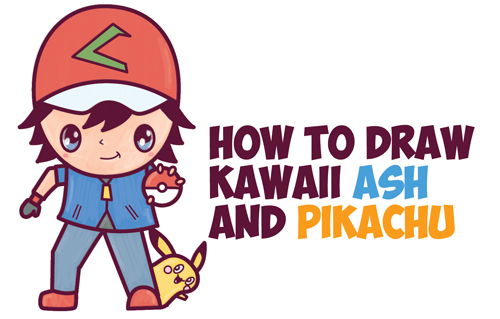 500x319 How To Draw Cute Kawaii Chibi Ash Ketchum And Pikachu From Pokemon