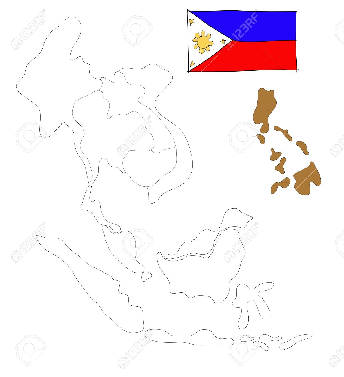 1187x1300 Drawing Map Of South East Asia Countries That Will Be Member