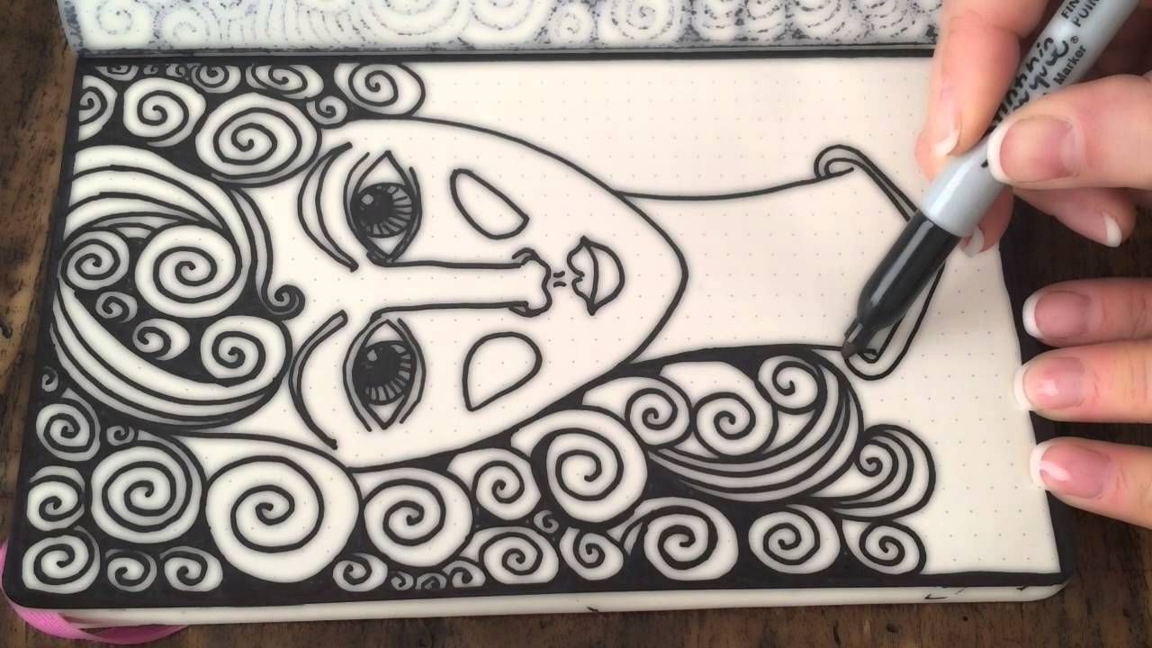 1280x720 Asmr Pretty Face Girl Doodle (Drawing Sounds, No Speaking, Drawing