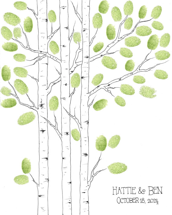 570x710 Modern Wedding Guest Book Tree Small Aspen Tree Customizable