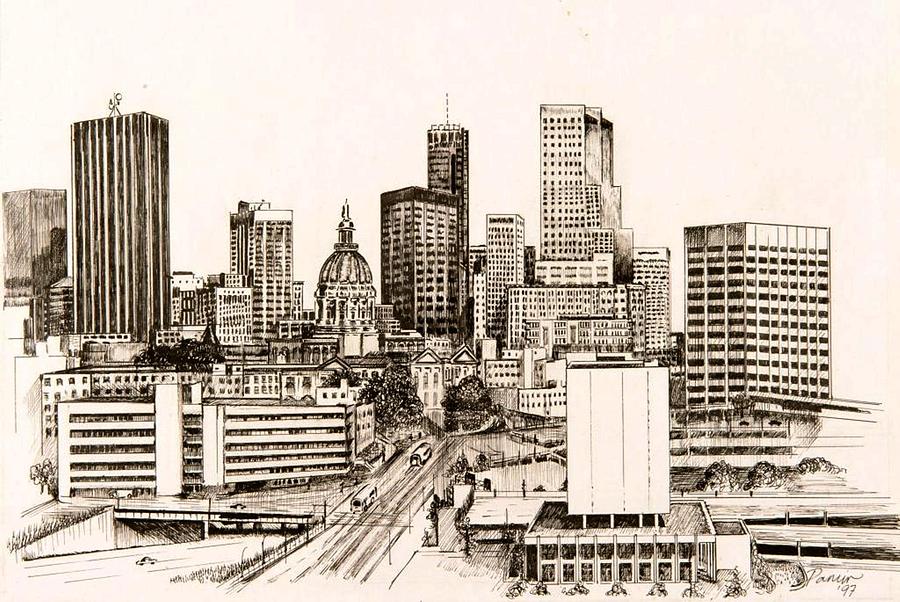 900x602 Atlanta Skyline Drawing By Pamir Thompson