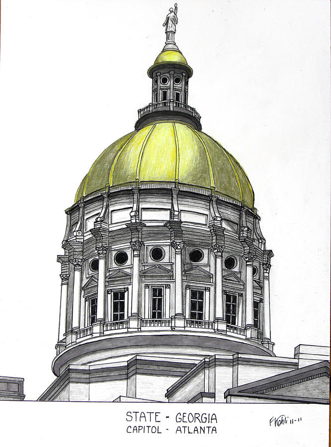 666x900 Georgia State Capitol Drawing By Frederic Kohli