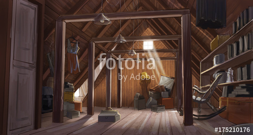 500x267 Drawing Of An Old House Attic Stock Photo And Royalty Free Images