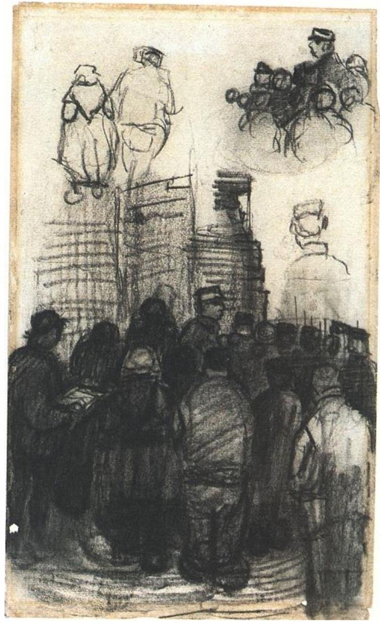 750x1231 Sketches For The Drawing Of An Auction By Vincent Van Gogh
