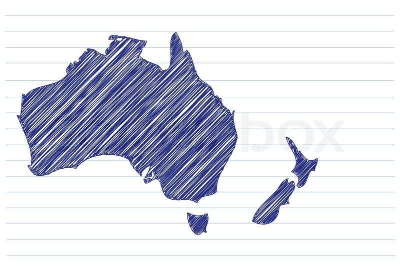 800x533 Scribble Sketch Of Australia Map On A Notepad Sheet Stock Vector