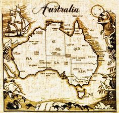 236x224 Vintage Australia Map Drawing Cross Stitch