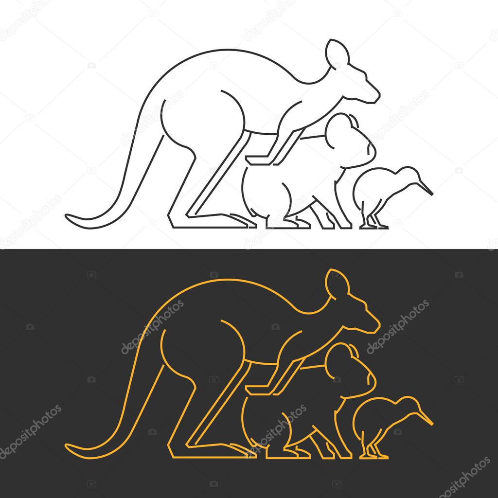 1024x1024 Vector Line Symbol Australian Animals Stock Vector