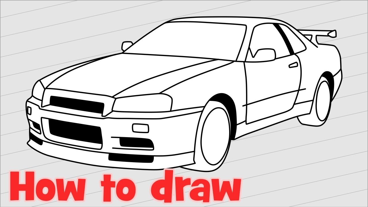 1280x720 Drawing A Car Nissan Skyline Gtr R34
