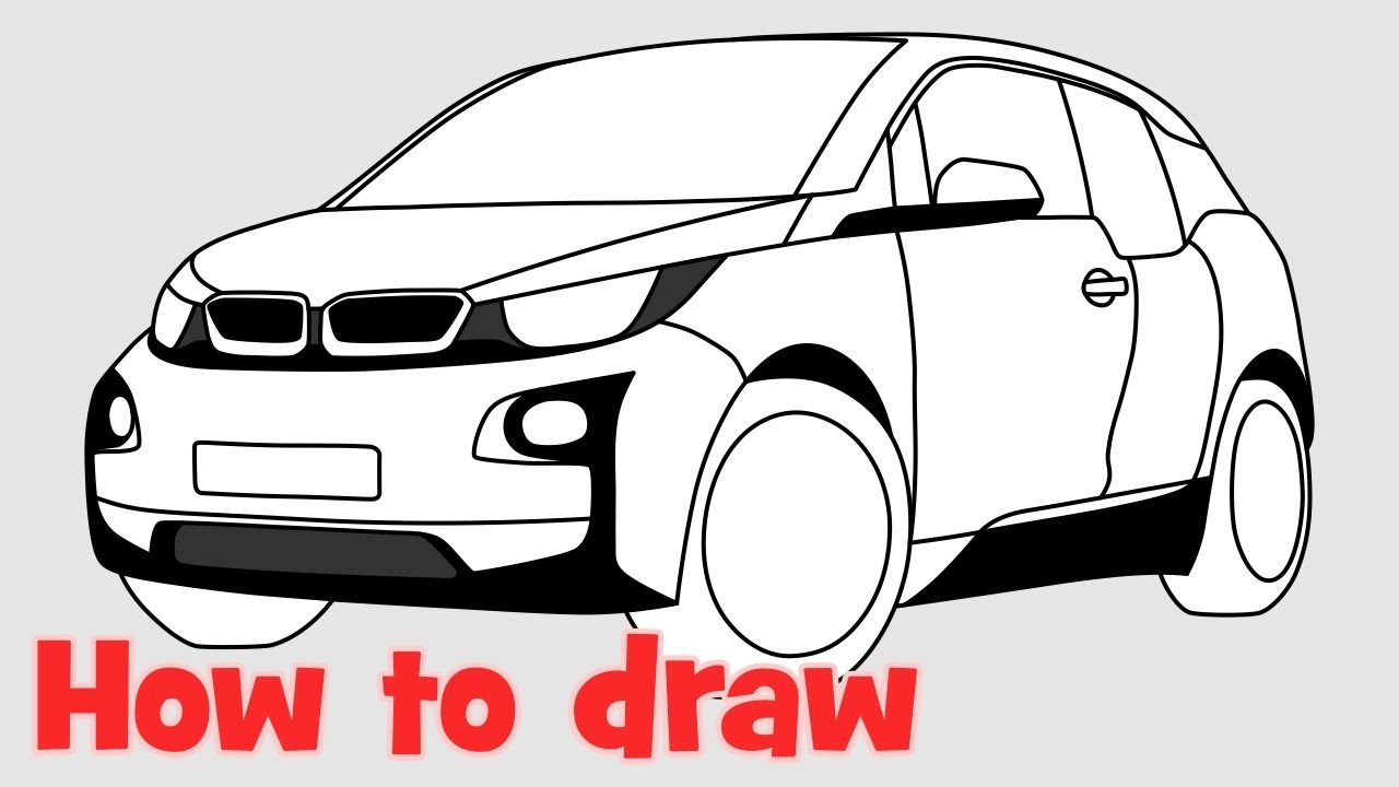1280x720 How To Draw A Car Bmw I3 Step By Step