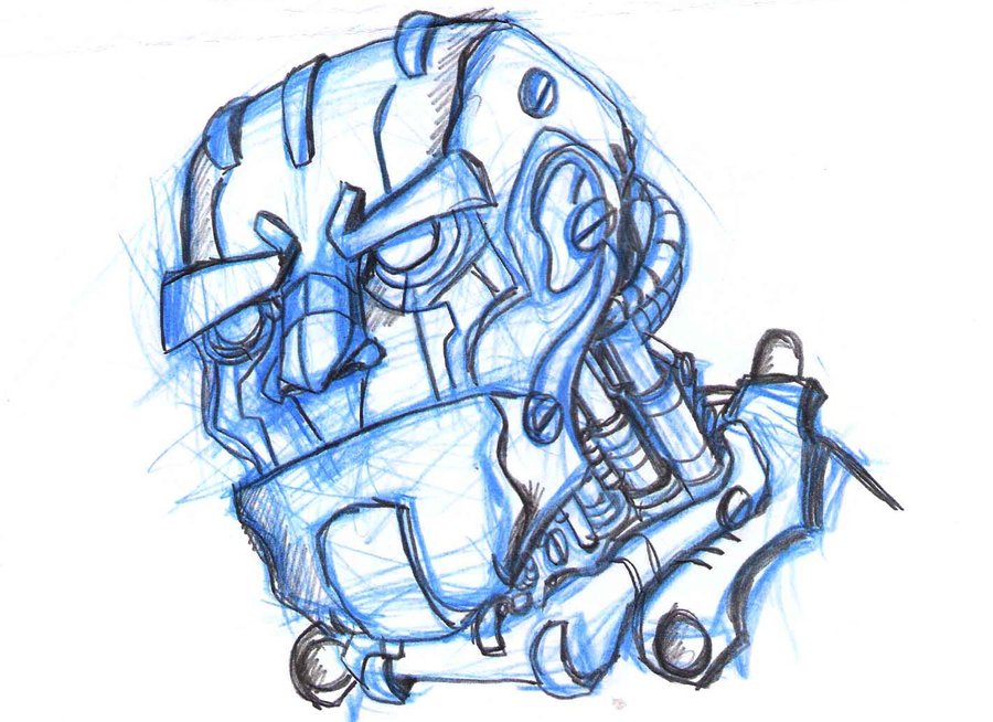 900x654 Robot Head By Richard Chin