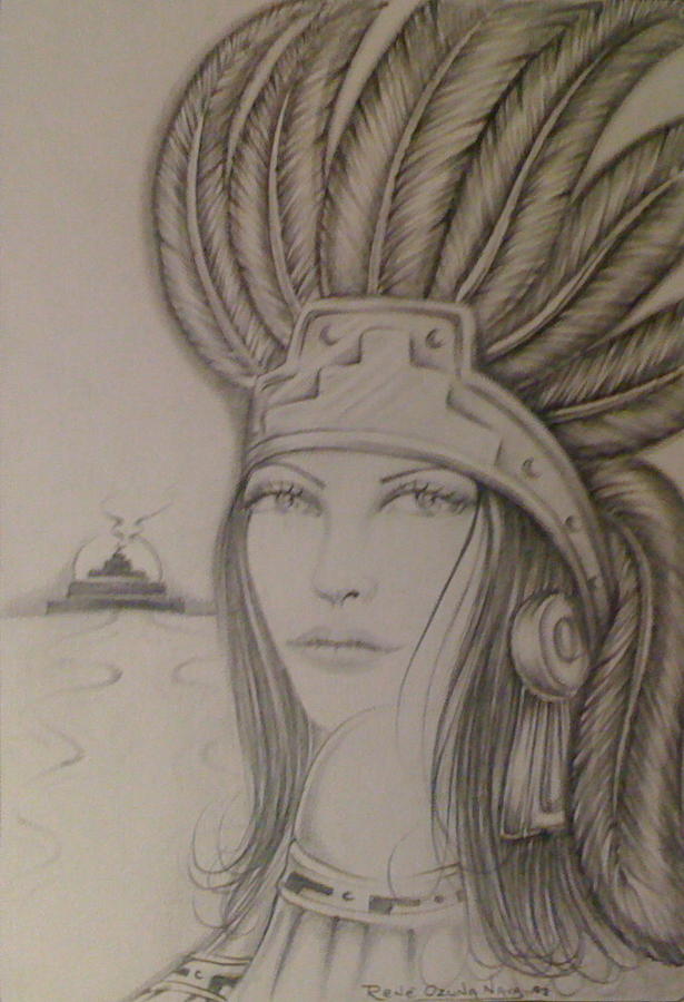 615x900 Aztec Princess Drawing By Rene Nava