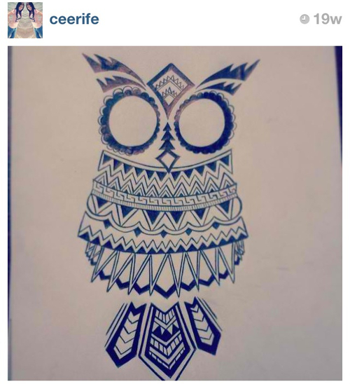 500x548 Aztec Owl Drawing. Uploaded By Cee Rife On We Heart It