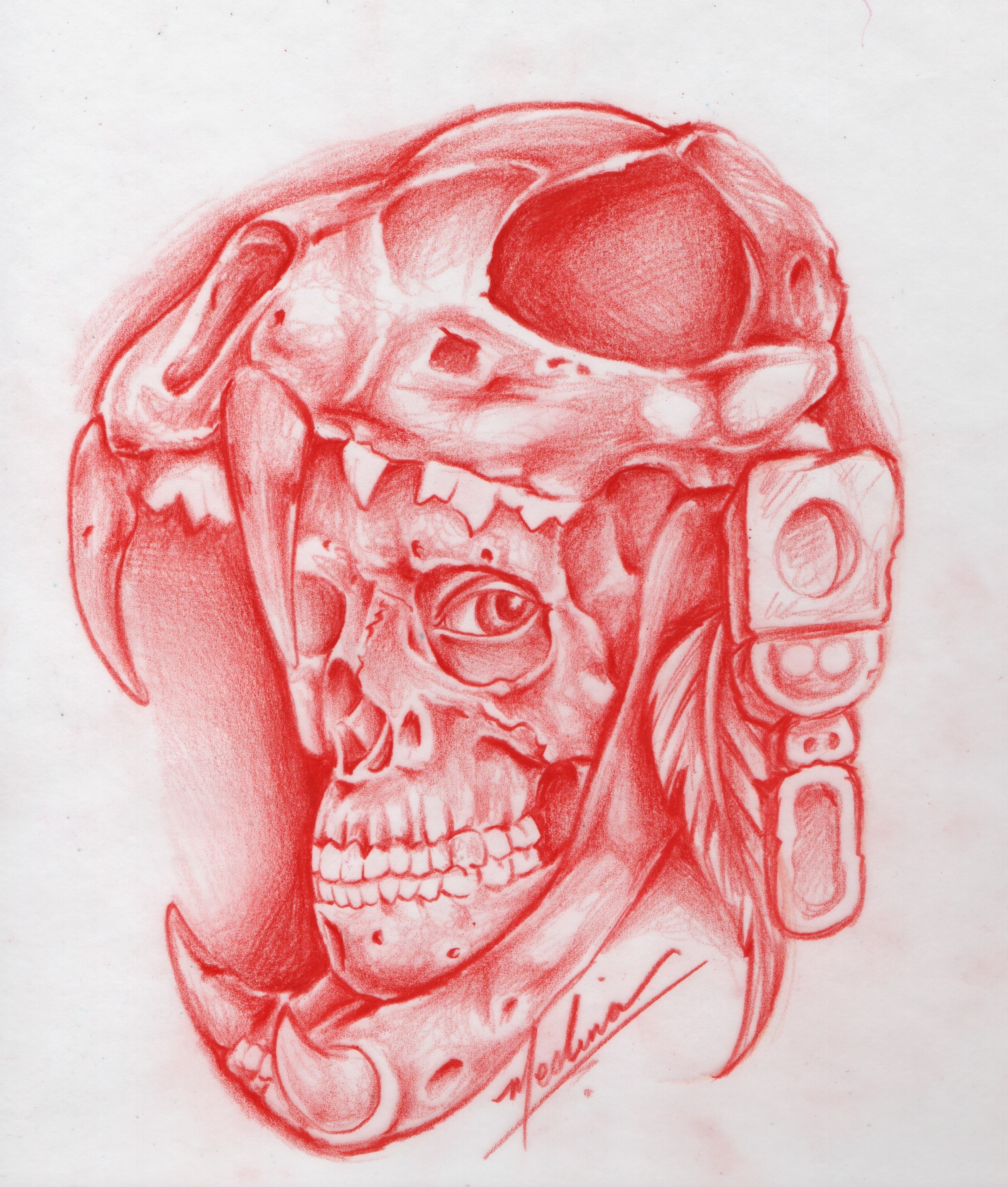 2167x2553 Drawing Of Aztec Warrior Aztec Warrior Skull Drawing Michael