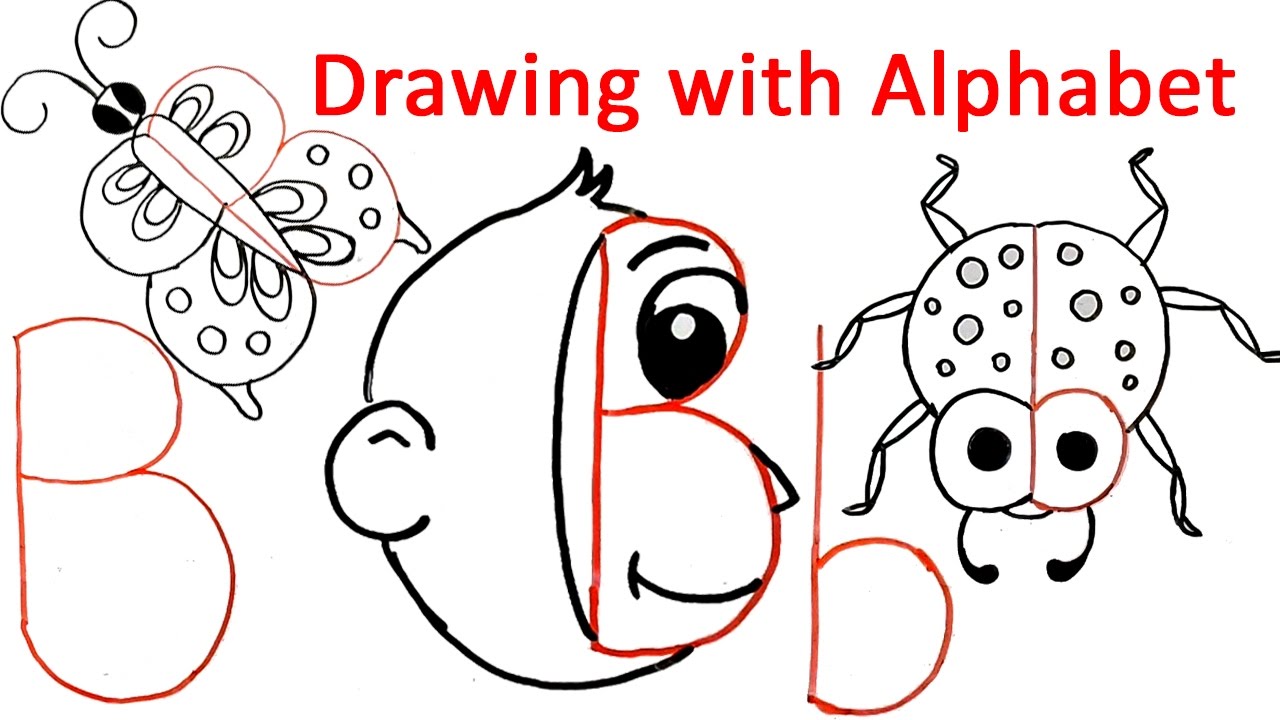 1280x720 How To Draw With Alphabet B Fun With Alphabet Drawing For Kids