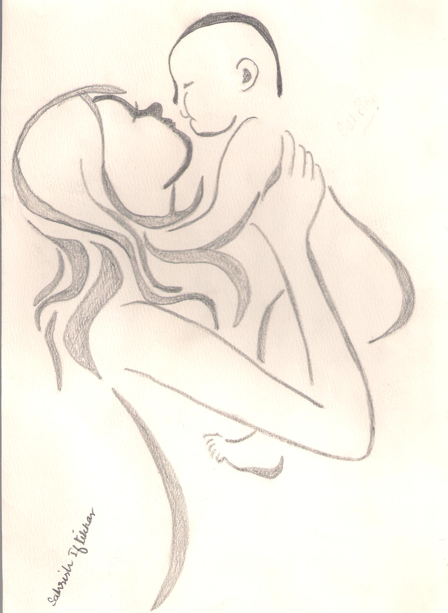 1534x2100 Gallery Pencil Art Of Mother And Baby,
