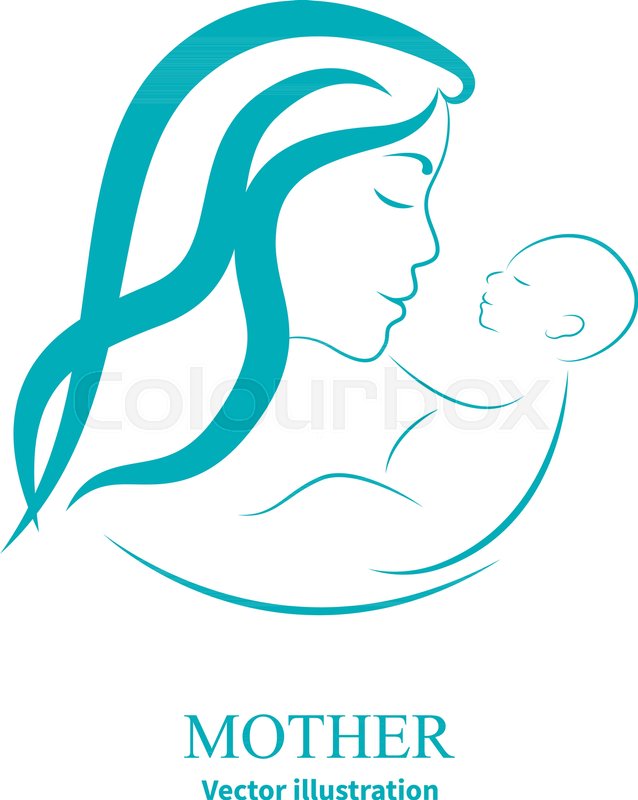 638x800 Vector Illustration Sketch Mother With A Small Baby. Logo Mom