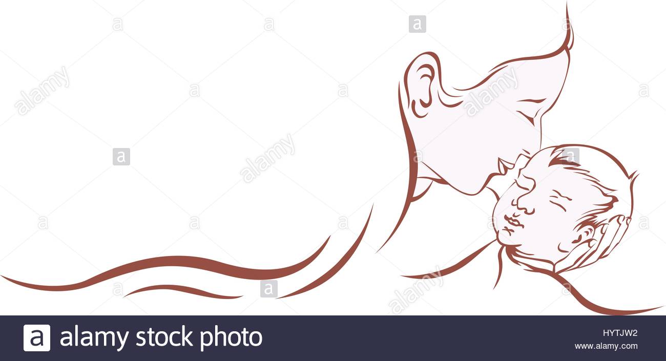 1300x705 Mother Hold Baby Child. Care, Love And Happy Mam, Drawing Vector