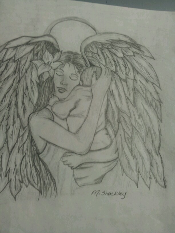 612x816 Angel With Baby Drawing For Sale Mls Sketches Baby